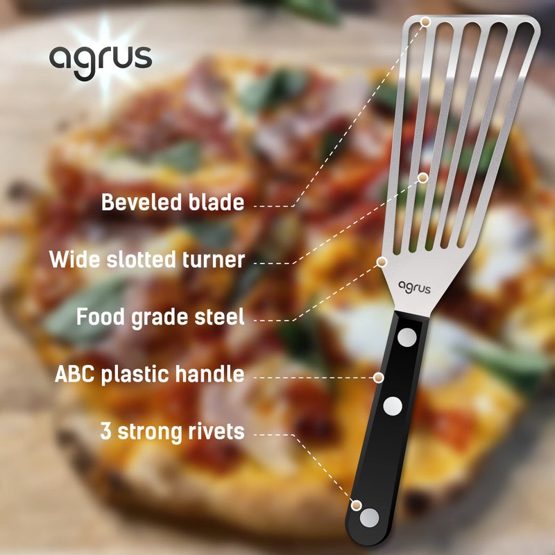 AGRUS Fish Spatula Stainless Steel, Size 11 inch, Blade 6.5 inch, Plastic Handle, Flexible Metal, Angled Slotted Turner - Image 2